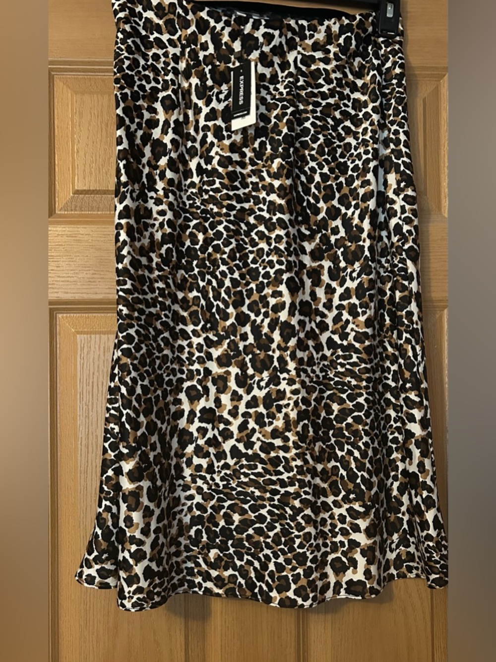Express x Rocky Barnes Leopard Print Midi Shirt